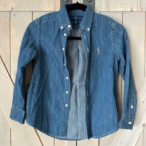 Boys Ralph Lauren Long-sleeve Button Down Chambray Denim Shirt size S (8)